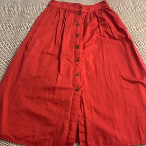 Madewell Front Button Midi Skirt Size 2